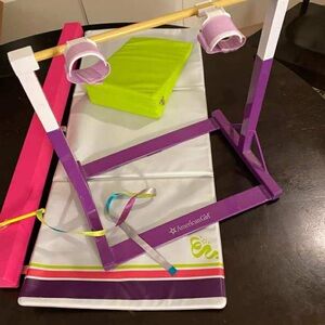 American Girl Gymnastics Set with Purple and Pink Equipment